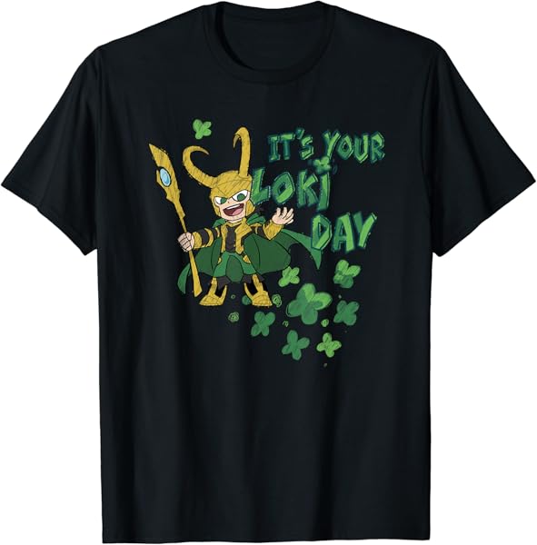 Marvel Kawaii It\'s Your Loki Day Shamrocks St. Patrick\'s Day T-Shirt