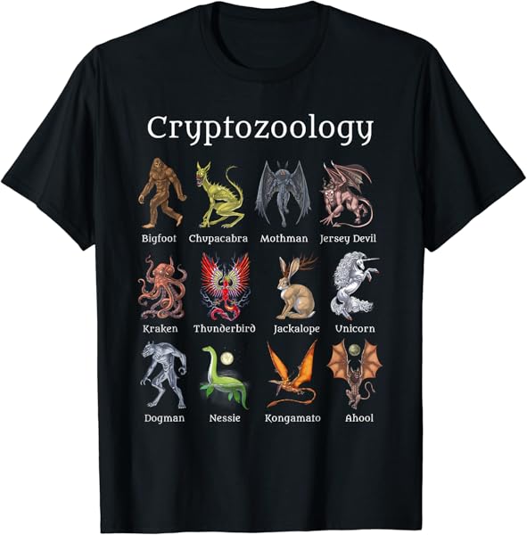 Cryptozoology Cryptid Creatures Fantasy Mythical Monsters T-Shirt