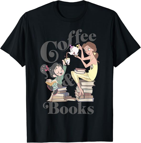 Disney Belle & Vanellope Coffee And Books T-Shirt
