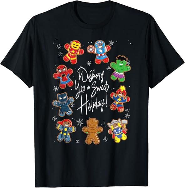 Marvel Avengers Christmas Gingerbread Wishing Sweet Holiday T-Shirt