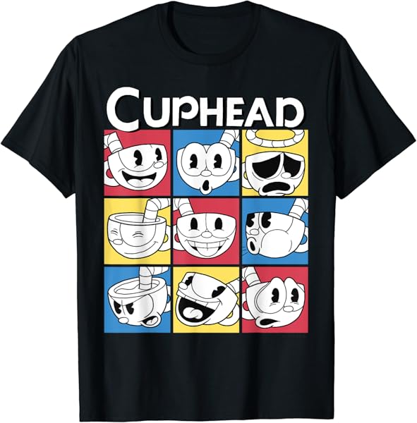 Cuphead Nine Squares of Different Emotions T-Shirt