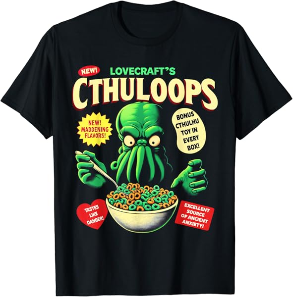Cthuloops Cereal Parody T-Shirt for Horror Fans - Cthulhu T-Shirt