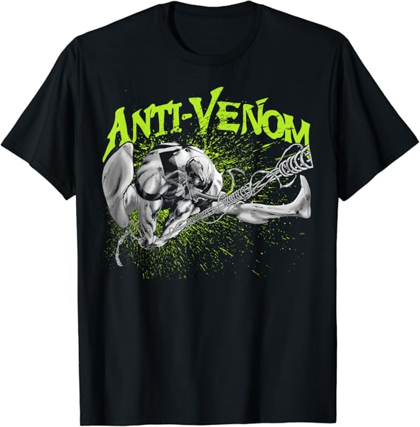 Marvel Anti-Venom Green Splatter Web Swing Action Shot T-Shirt