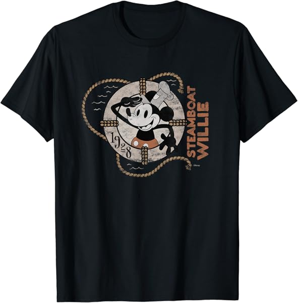 Disney 100 Mickey Mouse Steamboat Willie Distressed D100 T-Shirt