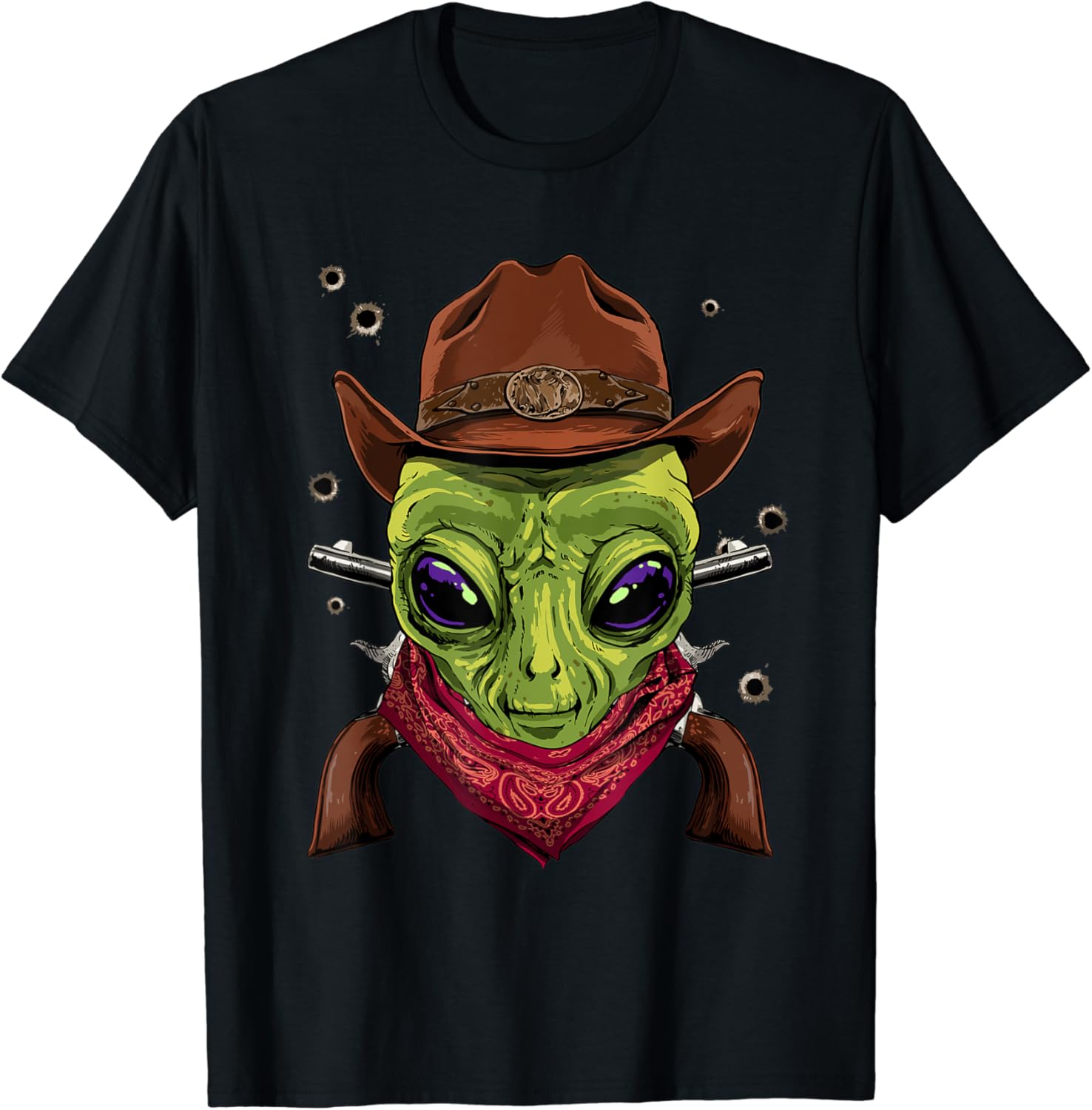 Cowboy Alien Western Rodeo Cowboy Hat and Bandana T-Shirt : Amazon.de