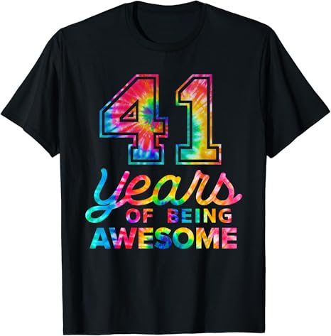 Amazon 41歳の誕生日ネクタイ染め41歳 Awesome Men Women Tシャツ Tシャツ カットソー 通販