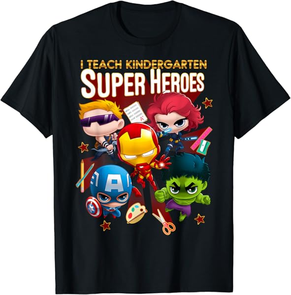 Marvel Group Shot I Teach Kindergarten Super Heroes T-Shirt