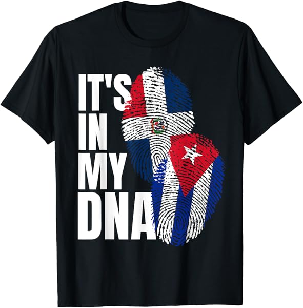 Cuban And Dominican Mix DNA Flag Heritage T-Shirt