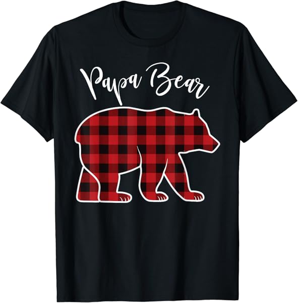Papa Bear Pajama Red Buffalo Xmas Funny Family Christmas T-Shirt
