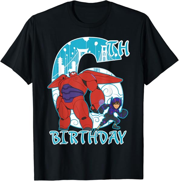 Disney Big Hero 6 Baymax Hiro 6th Birthday Graphic T-Shirt T-Shirt