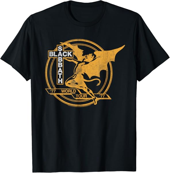 Black Sabbath Official World Tour \'77 White/Yellow T-Shirt