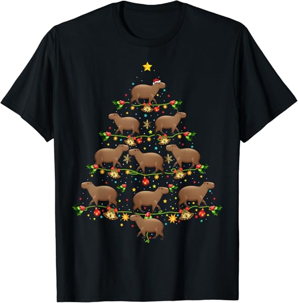 Capybara Christmas Tree Gift Funny Christmas Capybara T-Shirt