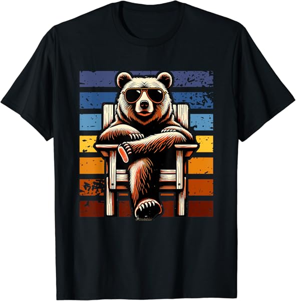 Cool Retro Bear in Sunglasses 70s 80s 90s Novelty Funny Bear T-Shirt