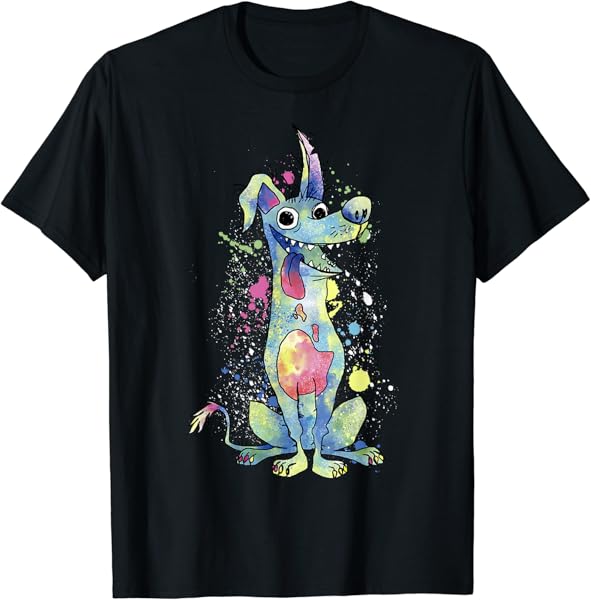 Disney Pixar Coco Dante Watercolor Splatter Graphic T-Shirt T-Shirt