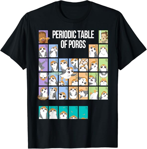 Star Wars Periodic Table Of Porgs Cute Group Shot T-Shirt