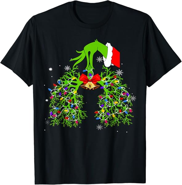 Christmas Nurse, Respiratory Therapist, Lung Xmas Lights T-Shirt