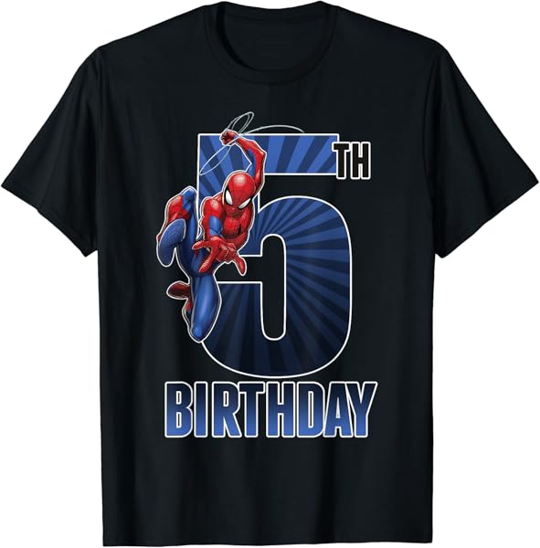 Marvel Spider-Man Swinging 5th Birthday Graphic T-Shirt