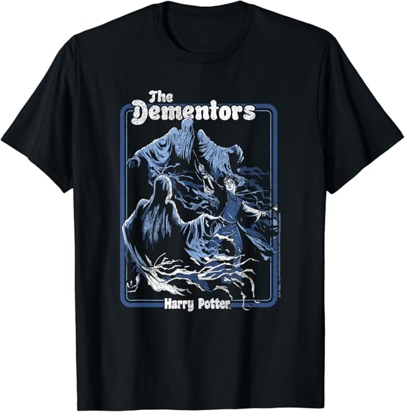Harry Potter Dementors Kiss Vintage T-Shirt - Black, Classic Fit, Crew Neck, Short Sleeve