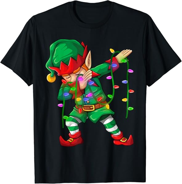 Dabbing Elf Shirt Costume Christmas Squad Men Boy Kids Xmas T-Shirt