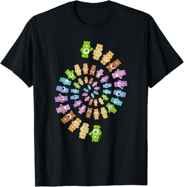 Care Bears Psychedelic Retro Rainbow Spiral Bear Group T-Shirt