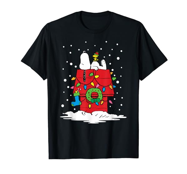 Peanuts Holiday Snoopy and Woodstock Stocking T-Shirt