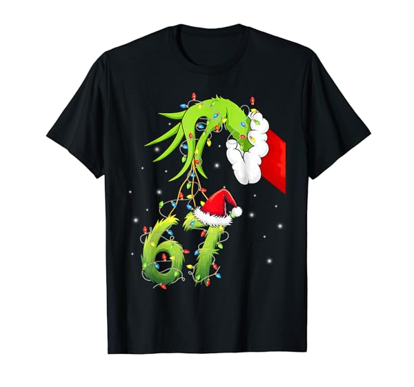 Funny Six Seven 6 7 Meme 67 Xmas Hand Christmas Costume T-Shirt