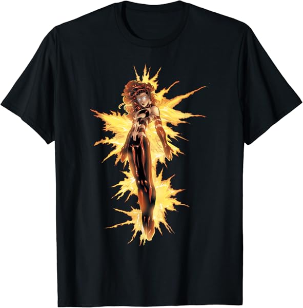 Marvel X-Men Phoenix Jean Grey On Fire Graphic T-Shirt T-Shirt