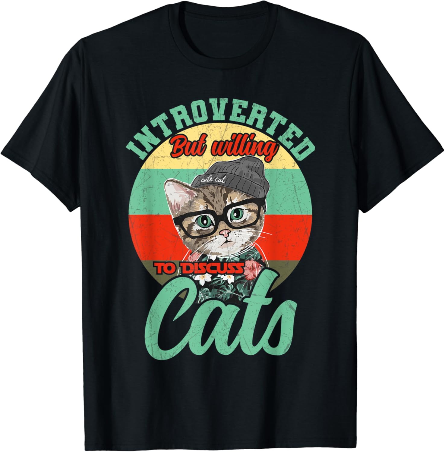 Introverted But Willing To Discuss Cats Vintage Sunset Shirt