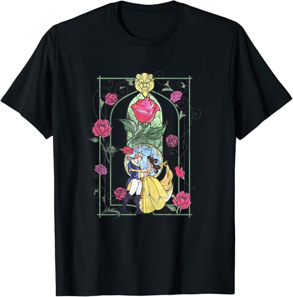 Disney Beauty And The Beast Stained Glass Graphic T-Shirt T-Shirt