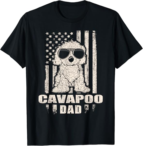 Cavapoo Dad Cool Vintage Retro Proud American T-Shirt