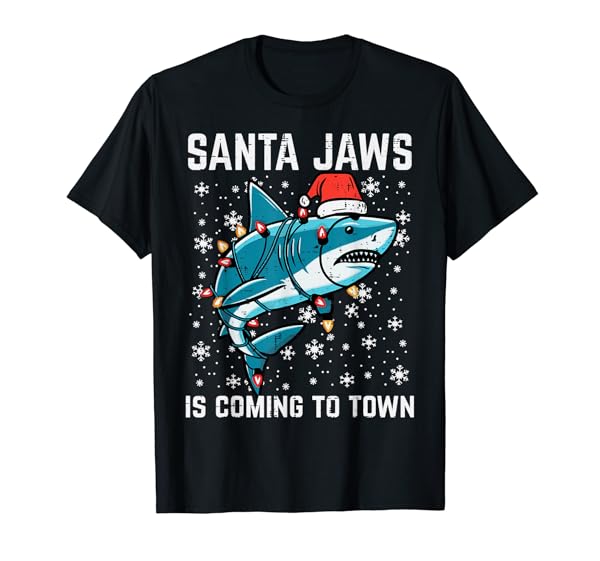 Christmas Shark Santa Jaws Xmas Men Boys Kids Youth Women T-Shirt