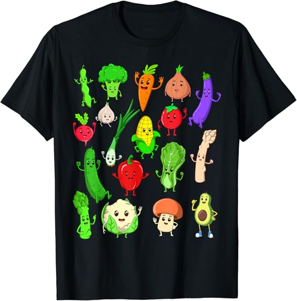 Comic Kawaii Vegetables T-Shirt