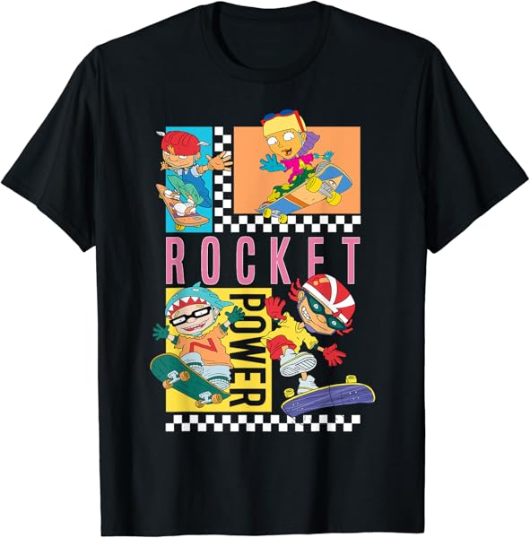 Checkerboard Rocket Power Grid Design T-Shirt