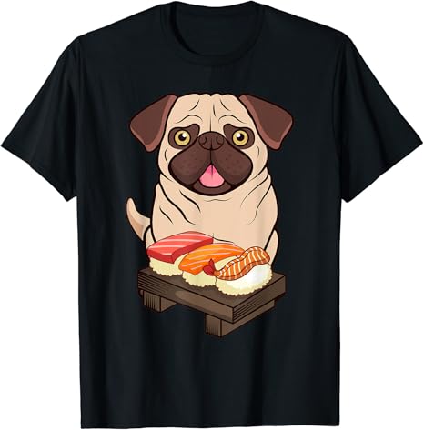 Amazon 寿司生活 パグ 子犬 犬 愛犬 かわいい 日本アニメギフト Tシャツ Tシャツ カットソー 通販