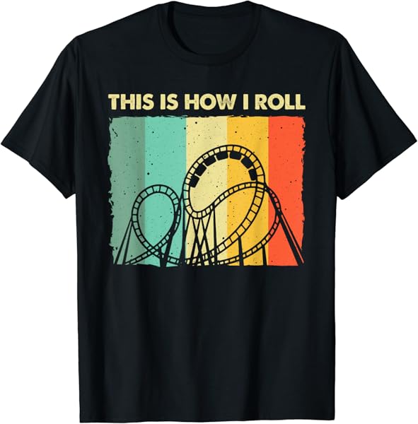 Cool Roller Coaster For Men Women Amusement Theme Park Retro T-Shirt
