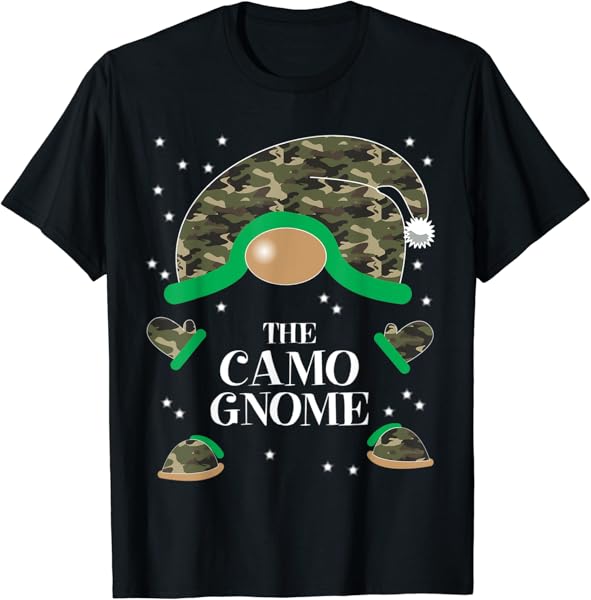 Camo Gnome Matching Group Family Gnomes Christmas Pajama T-Shirt