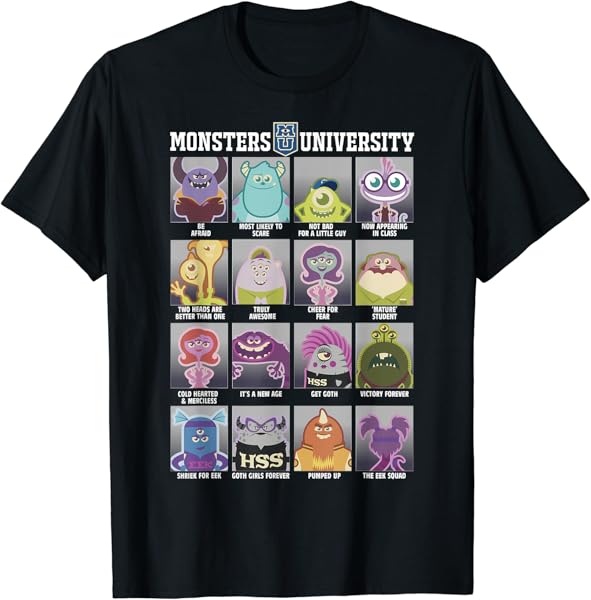 Disney Pixar Monsters University Class Photos Vintage Box Up T-Shirt