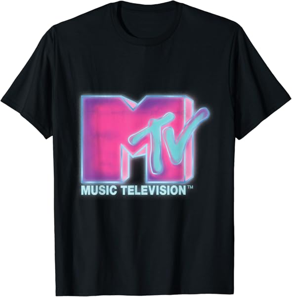 Classic MTV Pink And Blue Neon Logo T- Shirts T-Shirt