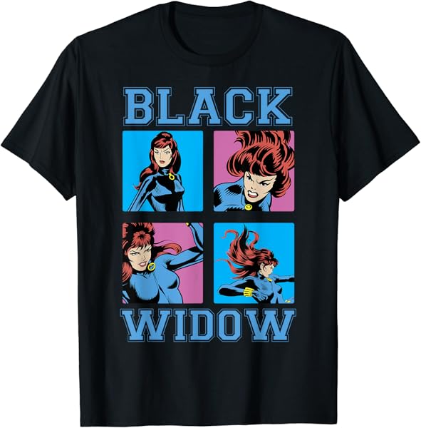 Marvel Comics Retro Classic Black Widow Boxed Up Collegiate T-Shirt