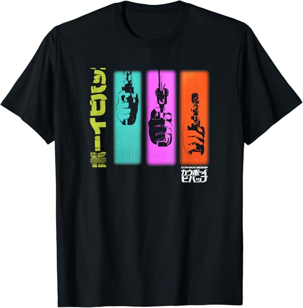 Cowboy Bebop Hand Gun Colorful Panels T-Shirt