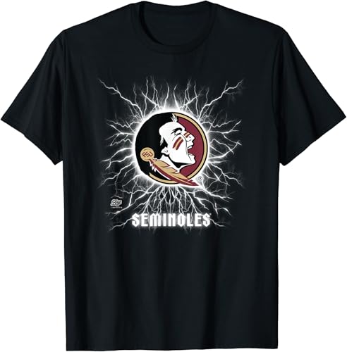 Camiseta con licencia oficial de los Florida State Seminoles 90's Lightning, Negro -