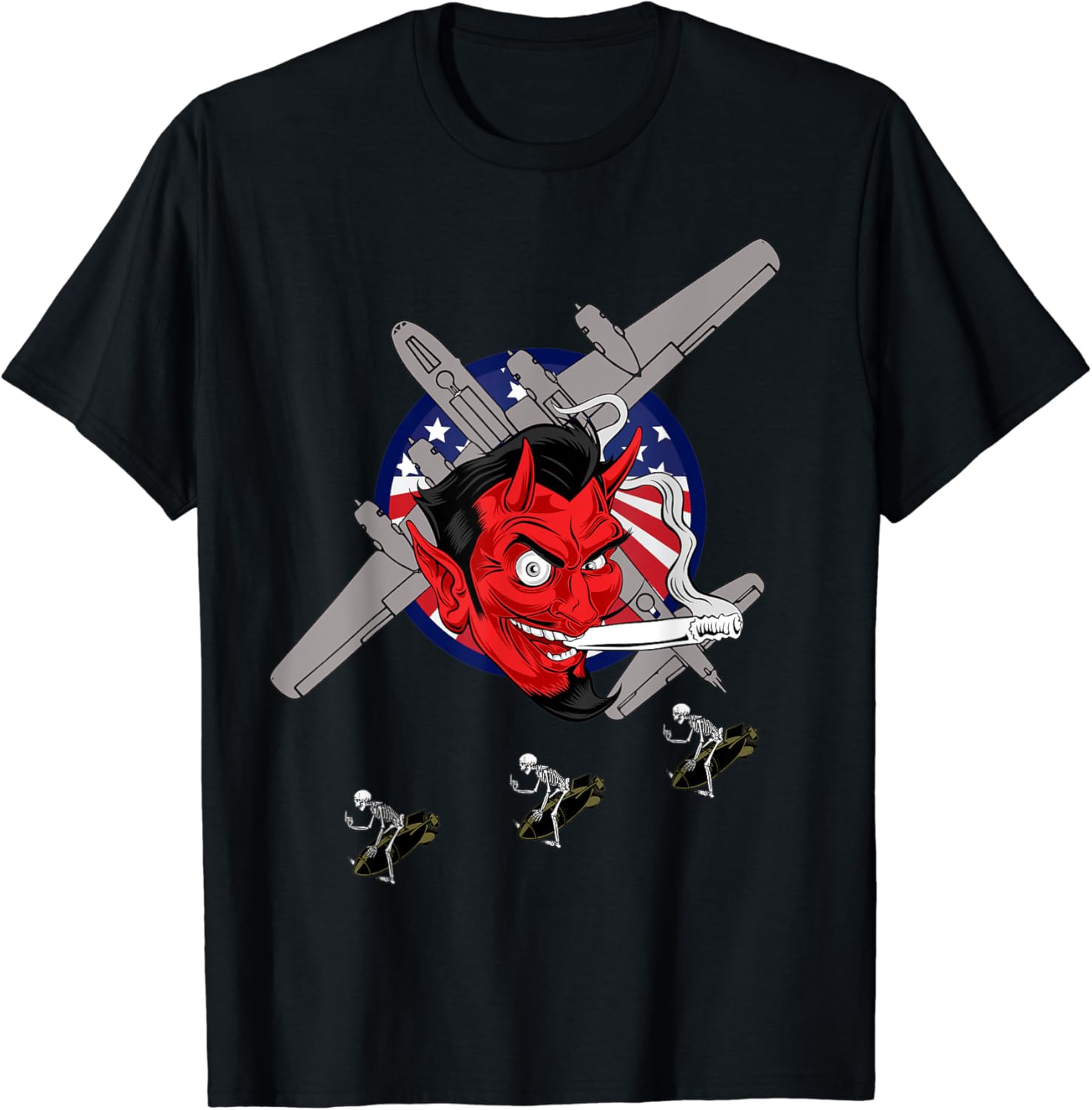 WWII Nose Art Bomber Smoking Red Devil B29