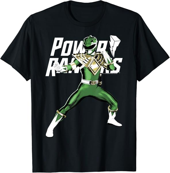 Power Rangers Green Ranger Karate Action Pose Logo T-Shirt