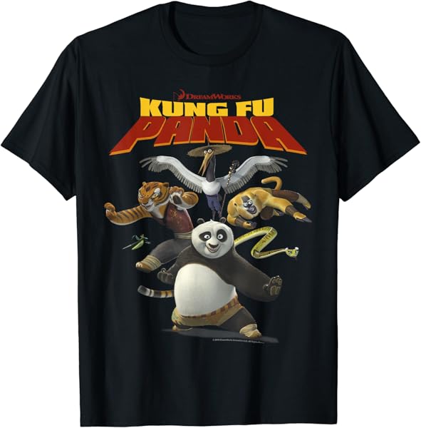 Kung Fu Panda Group Shot Action Portrait Movie Logo T-Shirt