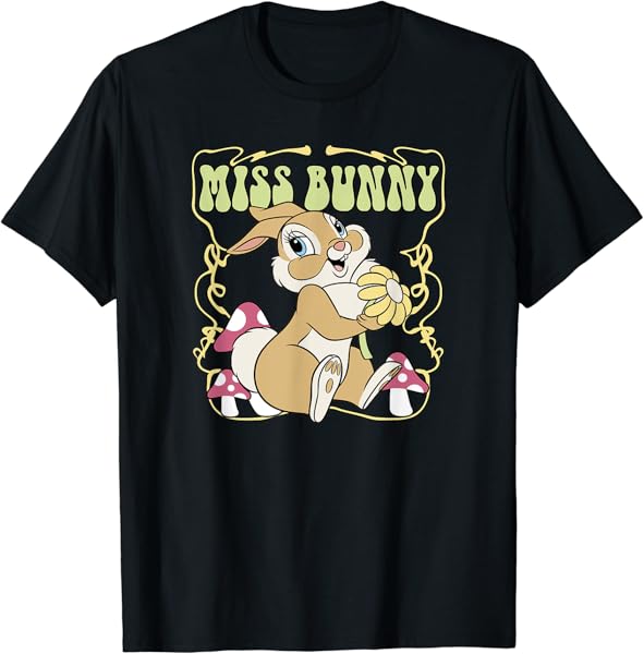 Disney Bambi Miss Bunny Floral Mushrooms Front And Back T-Shirt