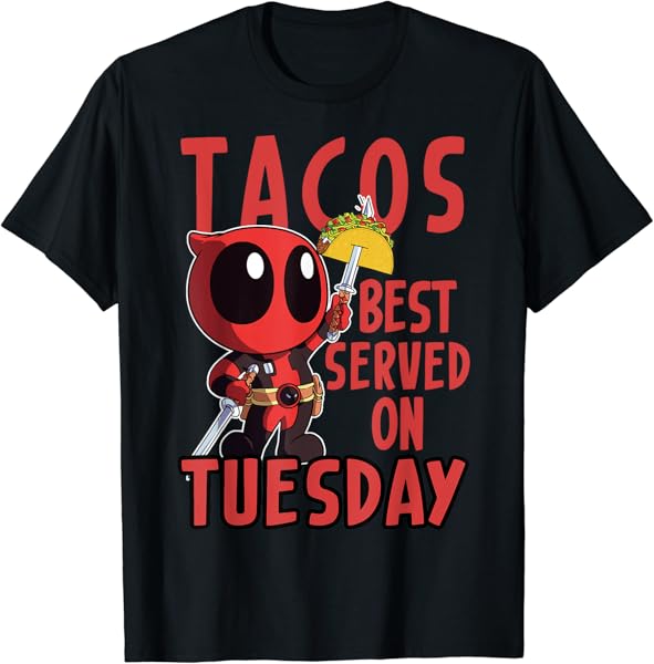 Marvel Deadpool Tacos Best Served On Tuesday T-Shirt