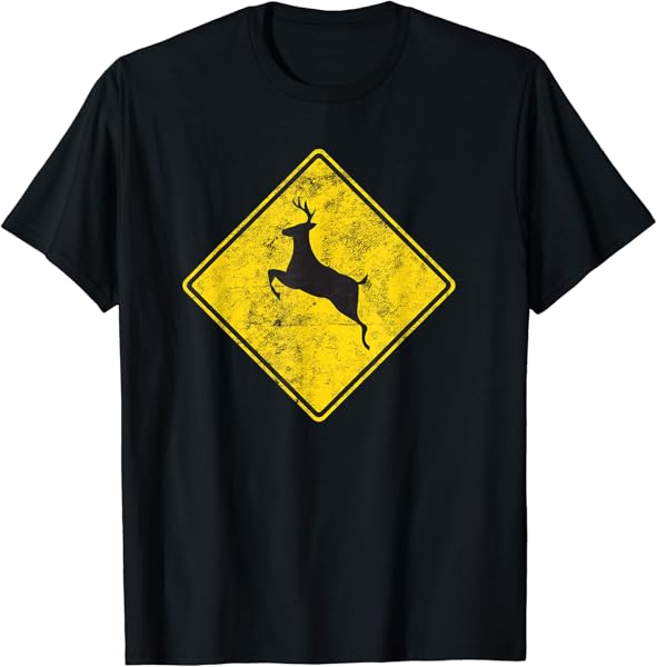 Deer Crossing Road TShirt Vintage Distressed Look T-Shirt