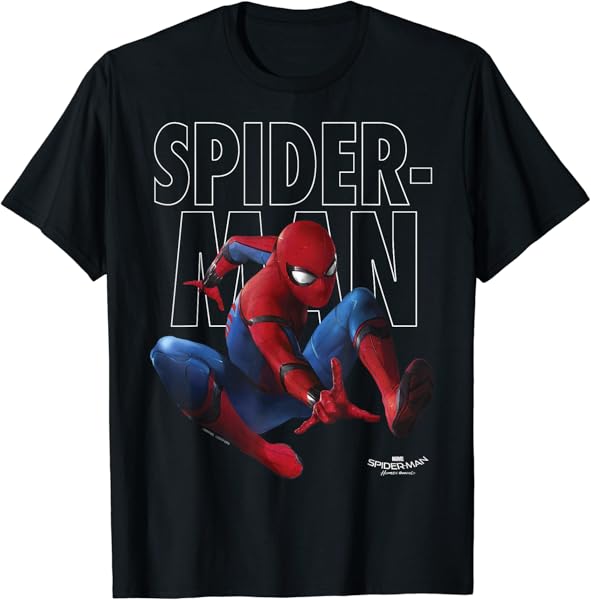 Marvel Spider-Man Homecoming Outlined Epic Jump Pose T-Shirt