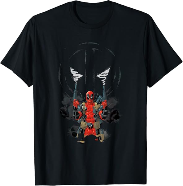 Marvel Deadpool Symbol Weapons Blazing T-Shirt T-Shirt