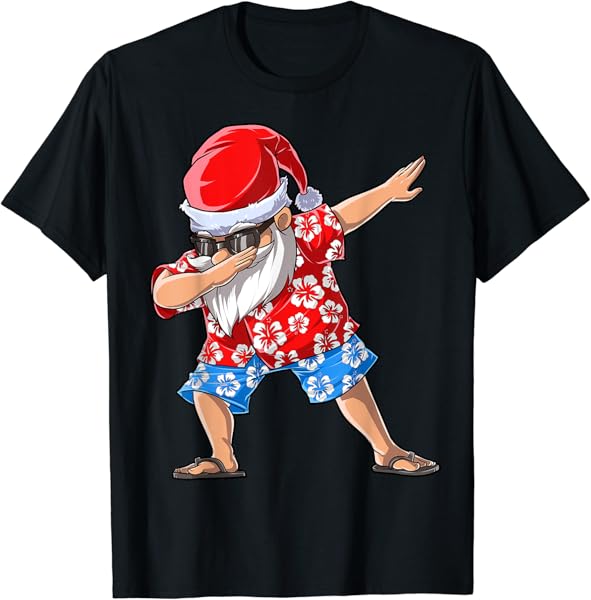 Dabbing Santa Christmas in July Boys Men Hawaiian Xmas Dab T-Shirt